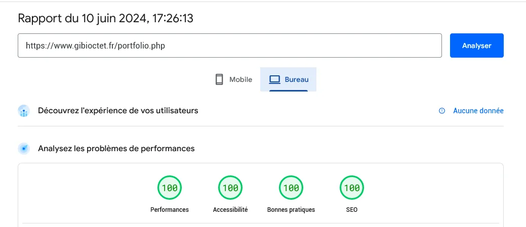 performances Page Speed Insights